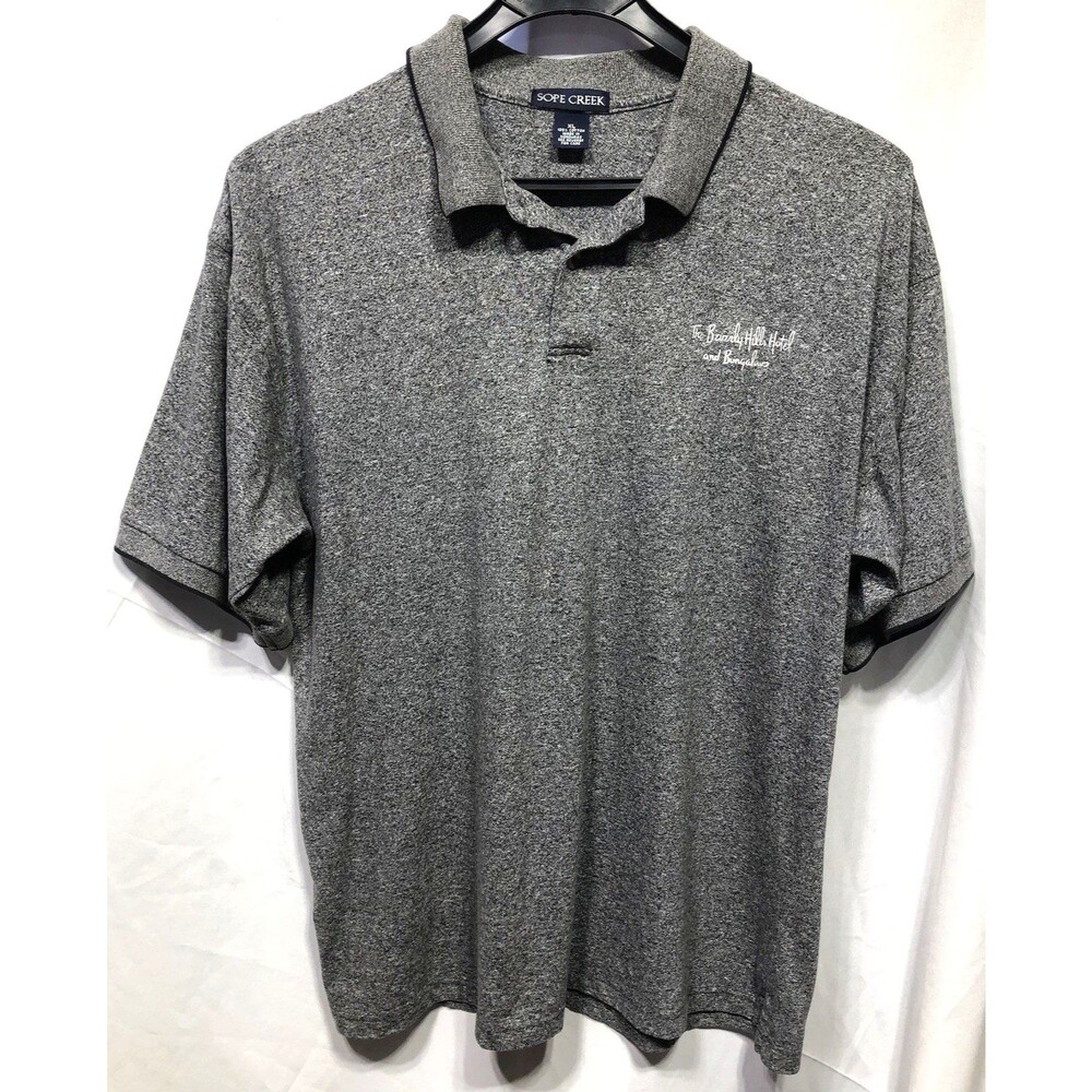 Vintage Beverly Hills Hotel & Bungalows Polo shirt XL gray short sleeve Cotton